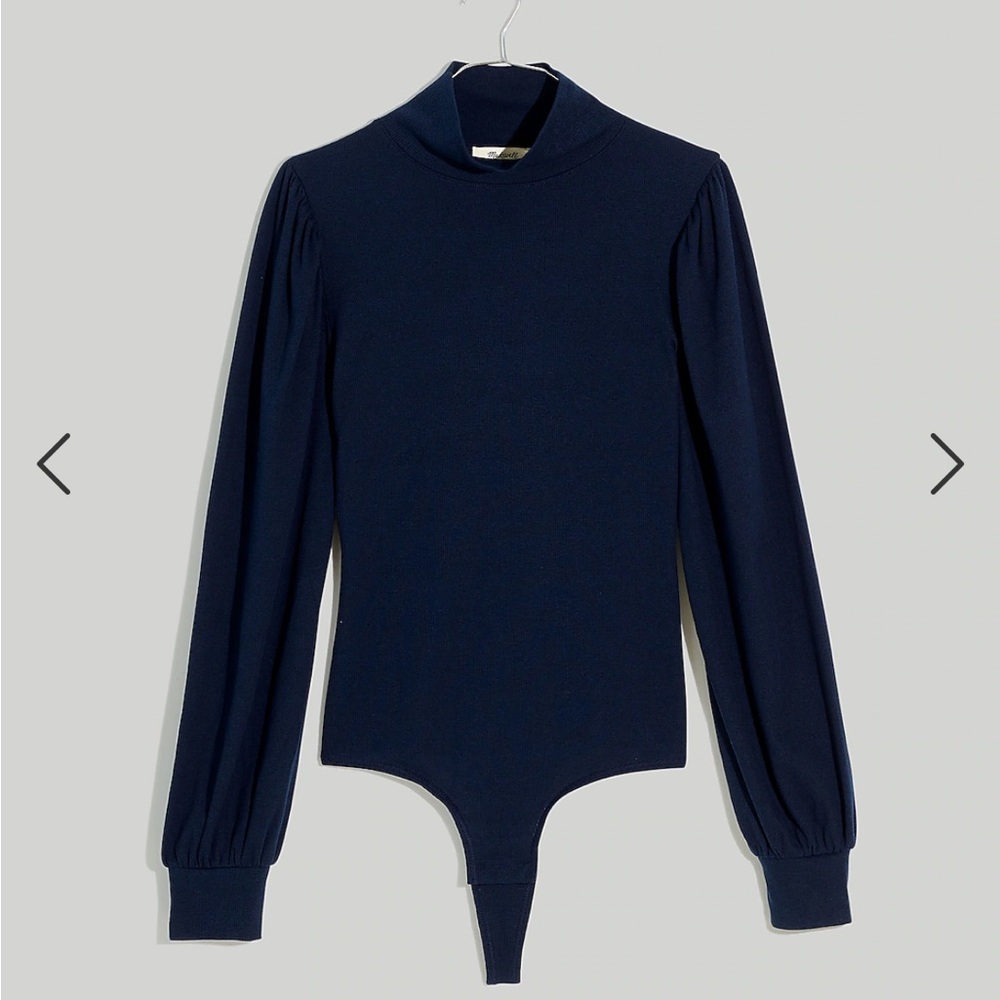 Madewell Ribbed Puff-Sleeve Turtleneck Bodysuit